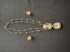 Picture of Double-layer Polki Kundan Pendant Set with a gold-beaded chain and matching stud earrings