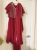 Picture of Mirror work red crop top plazo set 