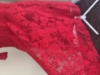 Picture of Red self embroidered frock with twirly big ghera for M-L
