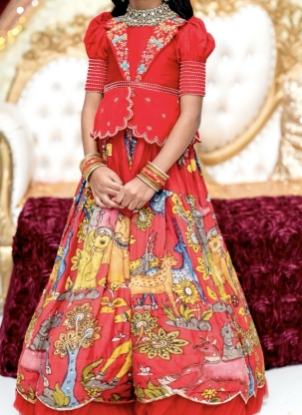 Picture of Hand painted kalamkari lehanga 6-7y
