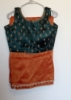 Picture of Orange tissue saree with contrast peacok color blouse