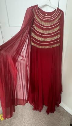 Picture of Brand new Red XL size cape sleeve designer gown