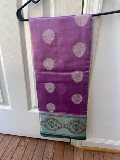 Picture of Brand new silk saree can be paired with any green blouse or silver shimmer blouse