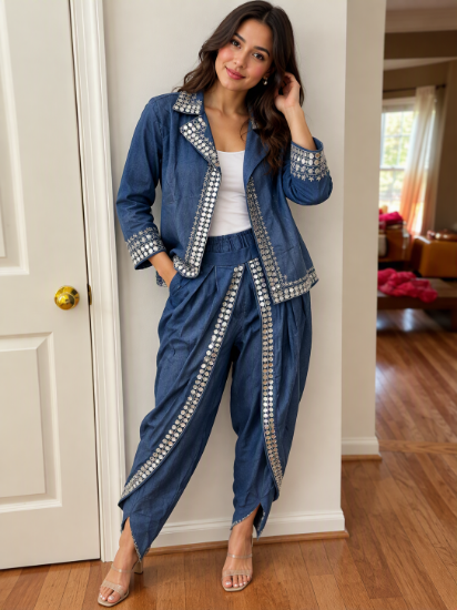 Picture of Blue contemporary dress. Perfect pick for Diwali.