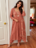 Picture of Rust orange chiffon anarkali for Size L