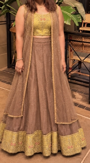 Picture of Designer crop top and skirt with long jacket