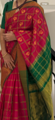 Picture of traditional color combo Gadwal saree with multi use blouse