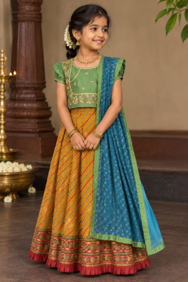 Picture of Ethnic stripes lehenga for Size 13Y
