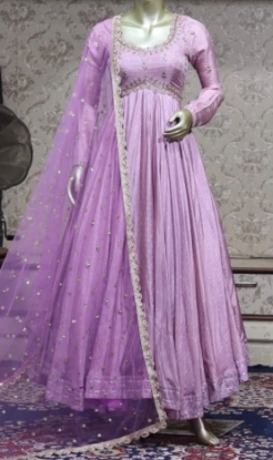 Picture of Lilac Anarkali with maggam work